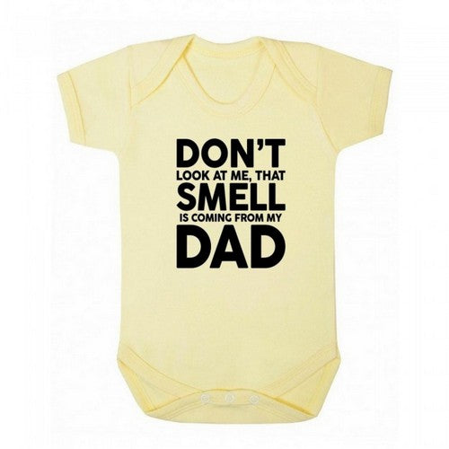 Front - FLOSO Baby Boys/Girls That Smell Is Coming From My Dad Short Sleeve Bodysuit