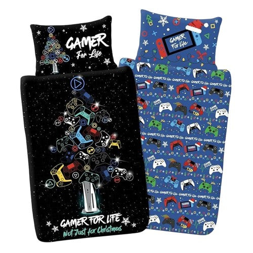 Front - Floso Gamer For Life Christmas Reversible Duvet Set
