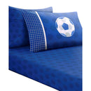 Blue-White - Front - Floso Football Fitted Sheet Set
