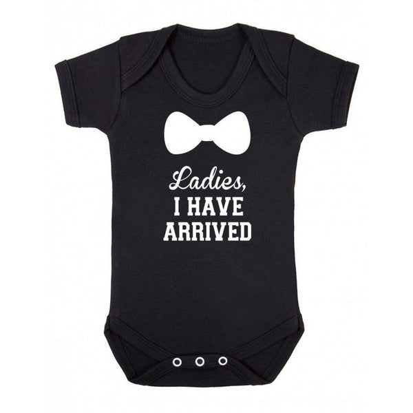 Black - Front - FLOSO Baby Boys Ladies I Have Arrived Short Sleeve Bodysuit