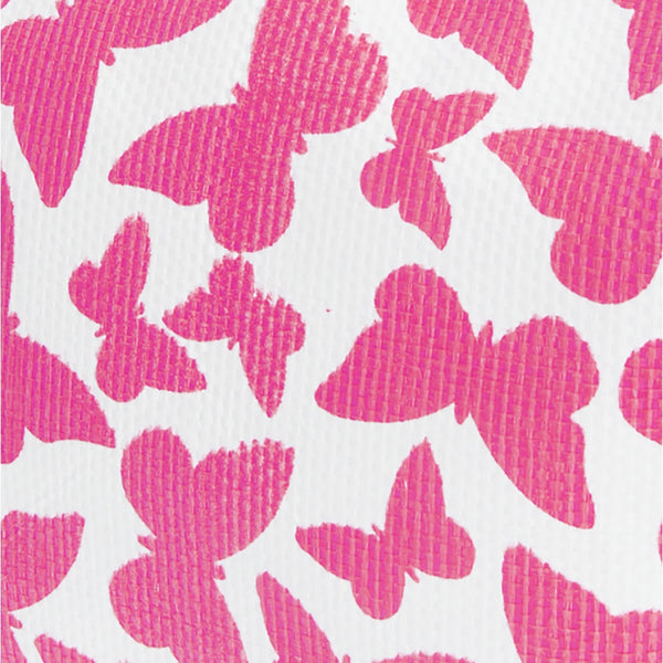 White-Fuchsia - Back - FLOSO Womens-Ladies Straw Woven Butterfly Print Top Handle Handbag