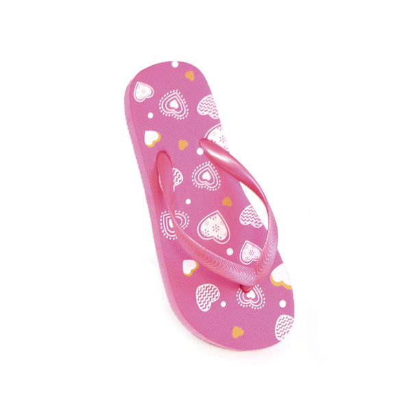 Pink - Front - FLOSO Childrens-Kids Girls Heart Flip Flops