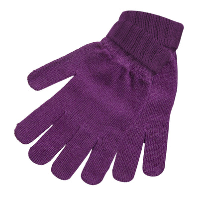 Plum - Back - FLOSO Ladies-Womens Thinsulate Winter Knitted Gloves (3M 40g)