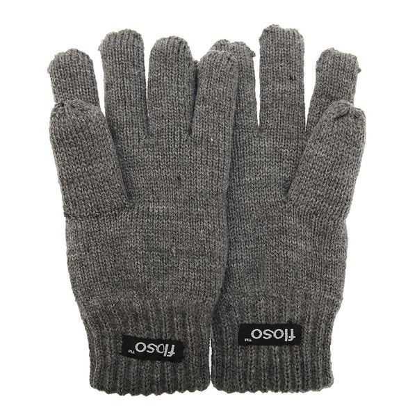 Grey - Front - FLOSO Childrens Unisex Knitted Thermal Thinsulate Gloves (3M 40g)