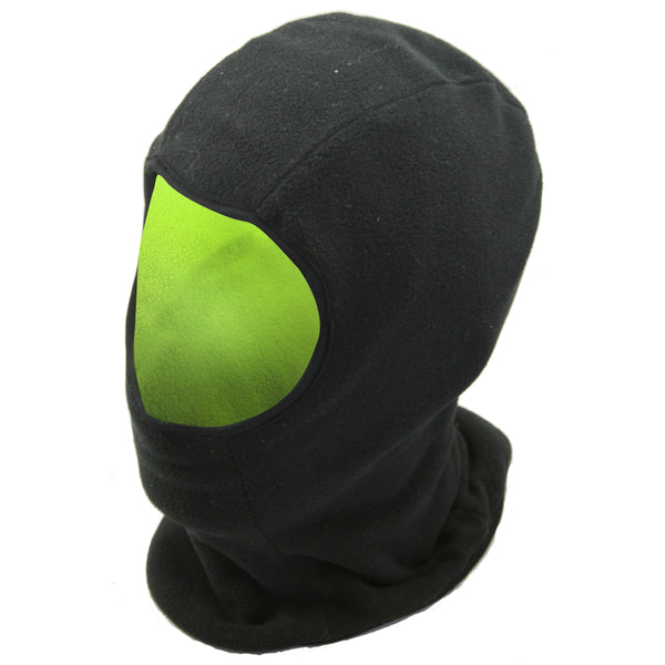 Black-Neon - Front - FLOSO Mens Reversible Fleece Thermal Balaclava (Black Front & Neon Back)