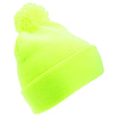 Yellow - Front - FLOSO Childrens-Kids Knitted Hi Vis Winter Bobble Hat