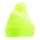 Yellow - Back - FLOSO Childrens-Kids Knitted Hi Vis Winter Bobble Hat