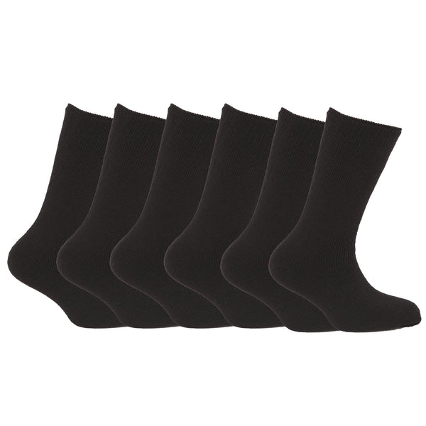 Black - Front - FLOSO Mens Premium Quality Multipack 1.9 Tog Thermal Socks (Pack Of 6)