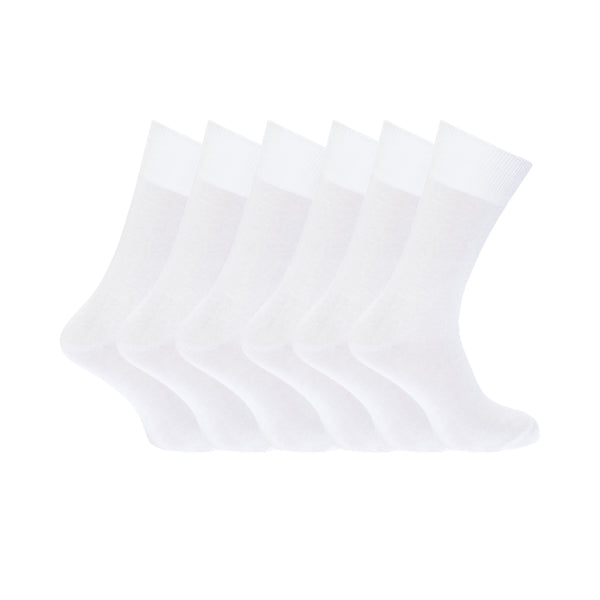 White - Back - FLOSO Mens Plain 100% Cotton Socks (Pack Of 6)