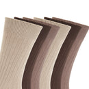 Dark Brown-Light Brown-Beige - Back - FLOSO Mens Ribbed 100% Cotton Socks (6 Pairs)