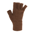 Brown - Back - FLOSO Ladies-Womens Winter Fingerless Gloves