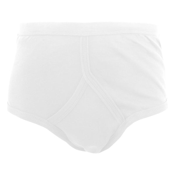 White - Back - FLOSO Mens 100% Cotton Interlock Y-Front Underwear (Pack Of 4)