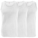 White - Front - FLOSO Mens Interlock Single Vest (Pack Of 3)