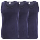 Navy - Front - FLOSO Mens Interlock Single Vest (Pack Of 3)