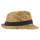 Natural-Solid Black - Side - Floso Unisex Adult Pricus Straw Sun Hat