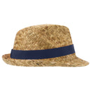 Natural-Navy - Side - Floso Unisex Adult Pricus Straw Sun Hat