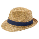 Natural-Navy - Front - Floso Unisex Adult Pricus Straw Sun Hat