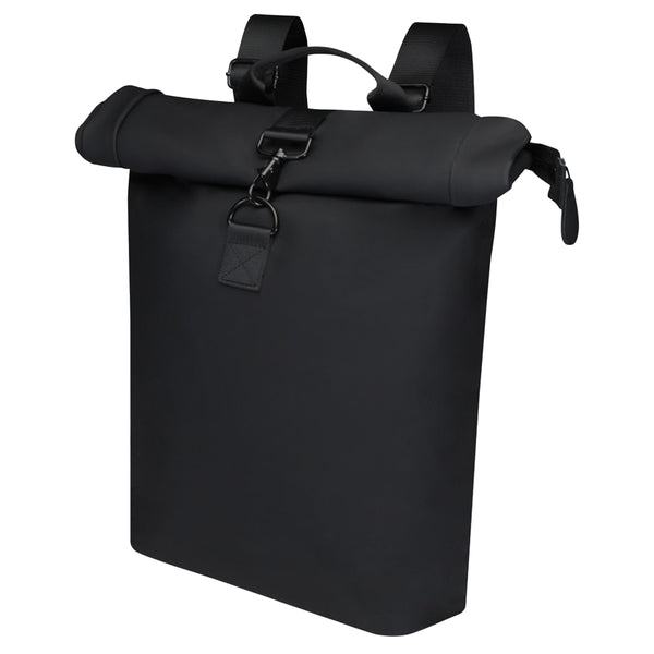 Solid Black - Side - Floso Turner Roll Top 12L Laptop Backpack