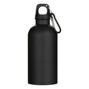 Solid Black - Front - Floso Oregon Matte Recycled Stainless Steel 400ml Carabiner Water Bottle
