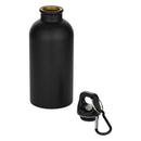 Solid Black - Back - Floso Oregon Matte Recycled Stainless Steel 400ml Carabiner Water Bottle