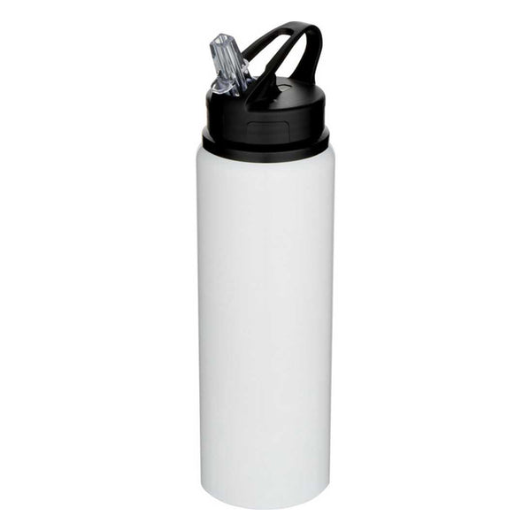 White - Front - Floso Fitz Recycled Stainless Steel Single Wall 800ml Water Bottle