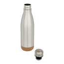 Matted Silver - Side - Floso Cove Cork Double Wall 500ml Insulated Water Bottle