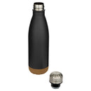 Solid Black - Side - Floso Cove Cork Double Wall 500ml Insulated Water Bottle