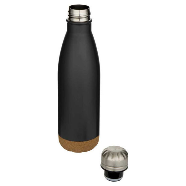 Solid Black - Side - Floso Cove Cork Double Wall 500ml Insulated Water Bottle