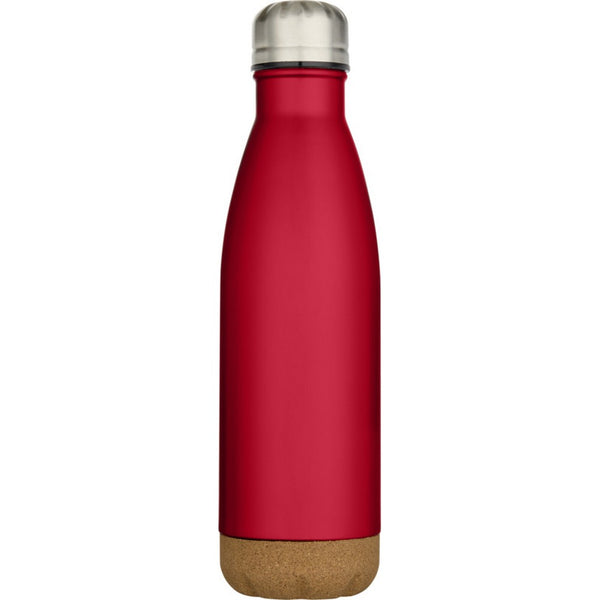 Red - Back - Floso Cove Cork Double Wall 500ml Insulated Water Bottle