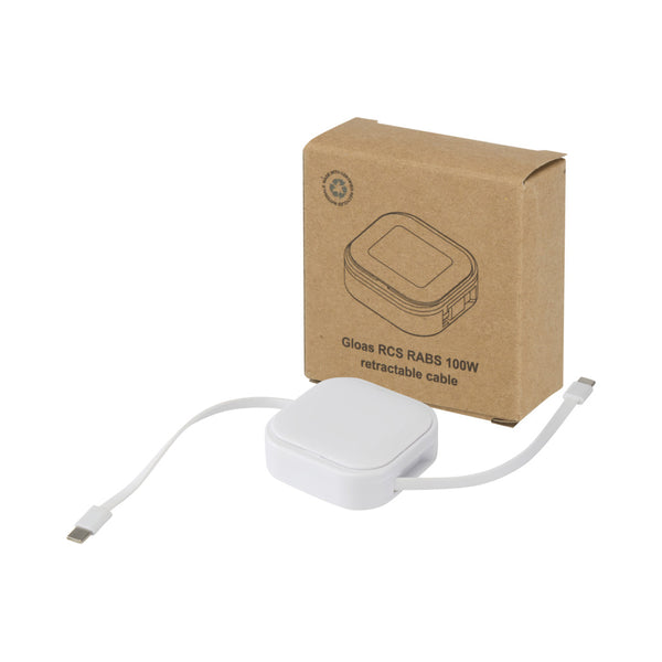 White - Pack Shot - Floso Gloas Recycled 5 in 1 Charging Cable