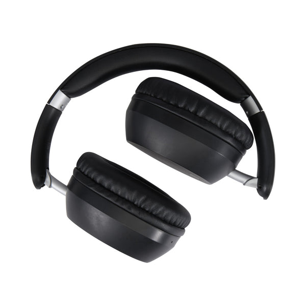 Solid Black - Back - Floso Hoggar Foldable Recycled Plastic Over Ear Headphones