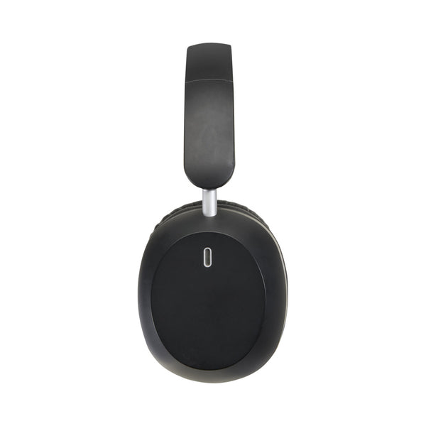 Solid Black - Lifestyle - Floso Hoggar Foldable Recycled Plastic Over Ear Headphones