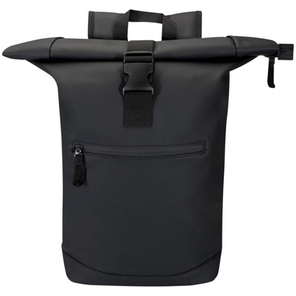 Solid Black - Front - Floso Resi Plus Roll Top Recycled 18L Backpack