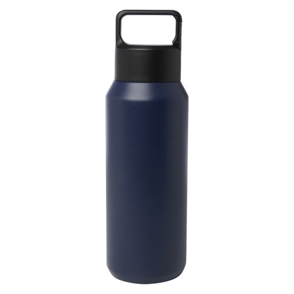 Navy - Side - Floso Astra Recycled Stainless Steel 600ml Insulated Water Bottle