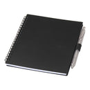 Solid Black - Front - Floso Niove Soft Cover Recycled Plastic Notebook & Pen Set
