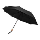 Solid Black - Front - Floso Dane RPET Folding Umbrella