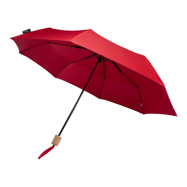 Red - Front - Floso Dane RPET Folding Umbrella