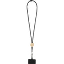 Solid Black - Pack Shot - Floso Adhab Bamboo Details Phone Holder Lanyard
