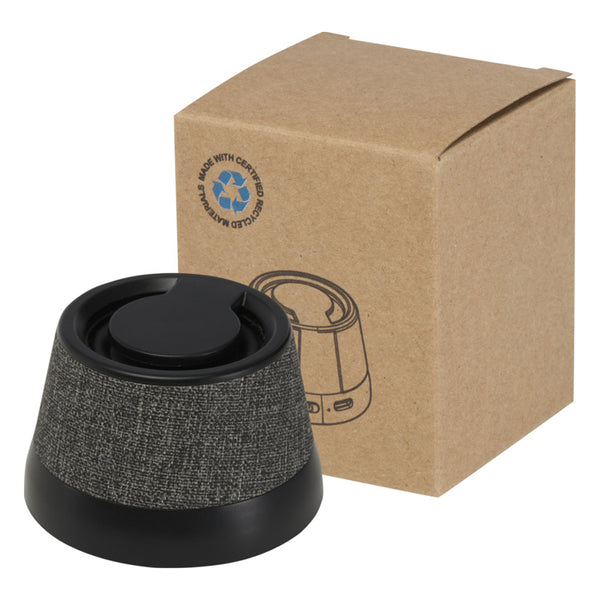 Solid Black - Back - Floso Recycled Plastic Wireless Speaker