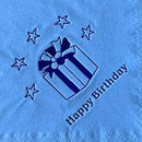 Blue - Side - Floso Paper Happy Birthday Napkins (Pack of 15)