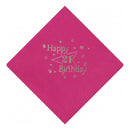 Pink - Front - Floso Paper 21st Birthday Napkins (Pack of 15)