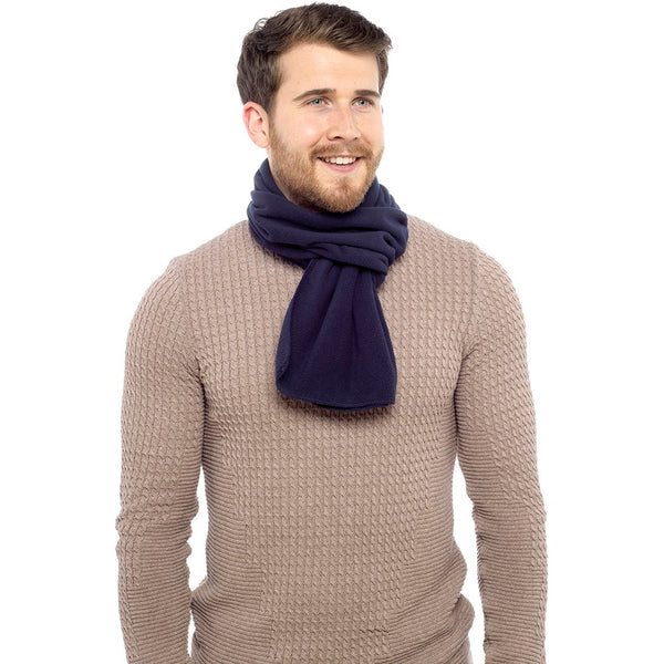 Navy - Back - FLOSO Mens Plain Thermal Polar Fleece Winter-Ski Scarf