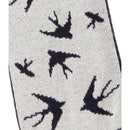 Navy-White - Back - FLOSO Womens-Ladies Swallow Pattern Knitted Winter Scarf With Fringe