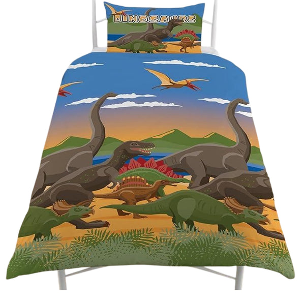 Multicoloured - Side - Floso Dino Herd Reversible Duvet Set