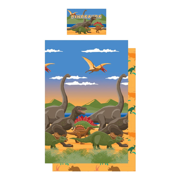 Multicoloured - Front - Floso Dino Herd Reversible Duvet Set