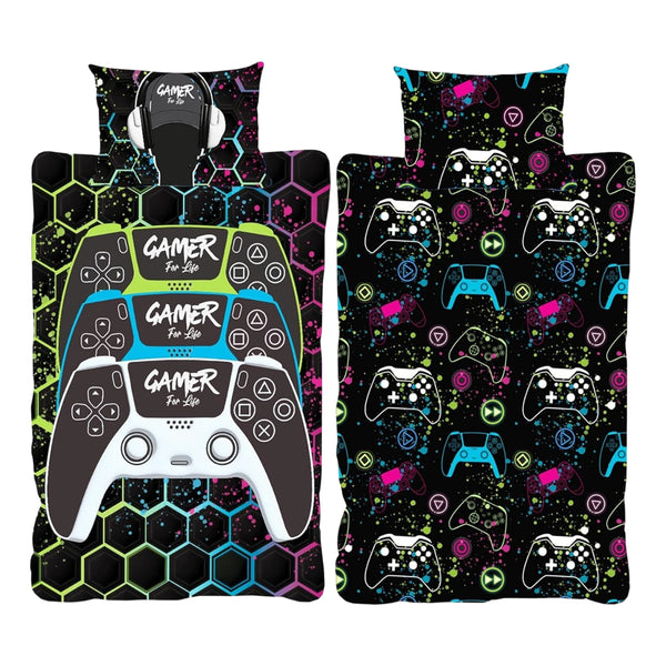 Multicoloured - Front - Floso Gamer For Life Graffiti Reversible Duvet Set