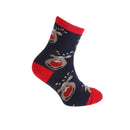 Navy Reindeer - Back - FLOSO Childrens-Kids Christmas Socks