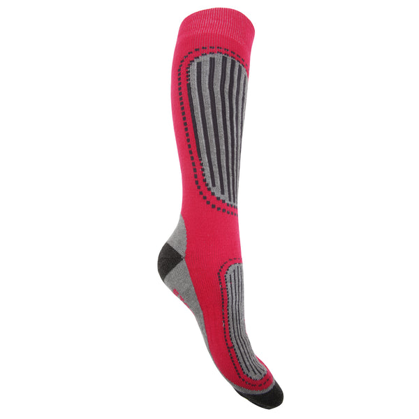 Fuchsia-Purple - Back - FLOSO Womens-Ladies Ski Socks (Pack Of 2)