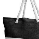 White-Black - Back - FLOSO Womens-Ladies Stripe Pattern Straw Woven Summer Handbag
