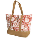 Coral - Front - FLOSO Womens-Ladies Woven Floral Print Summer Handbag